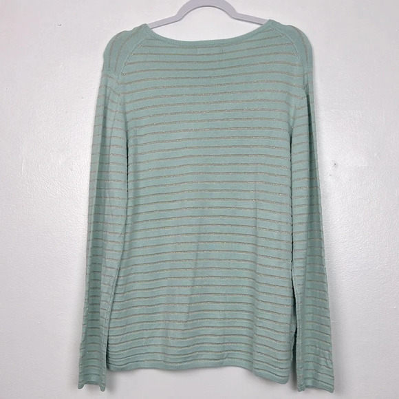 Ann Taylor NEW Women’s XL Shimmer Stripe Crew Neck Pullover Sweater - Picture 2 of 6